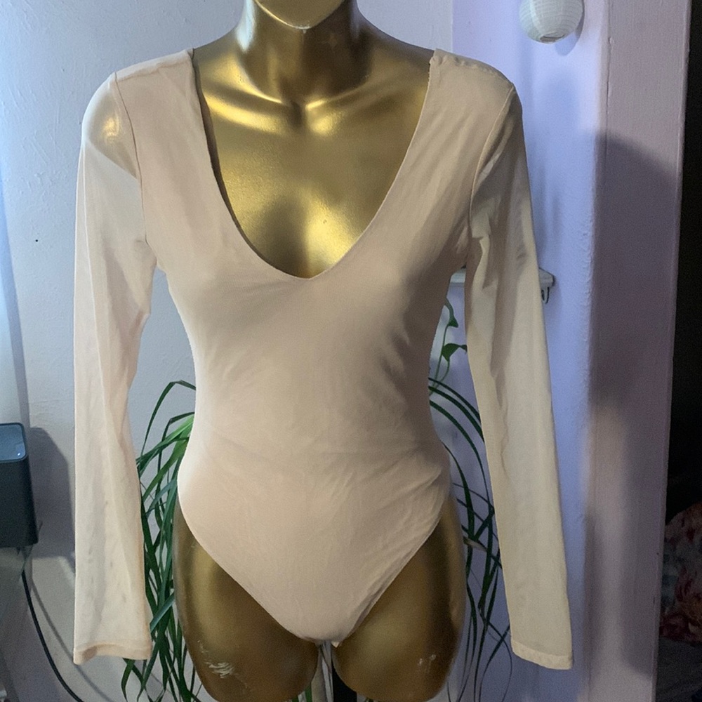 Cream/beige sheer bodysuit